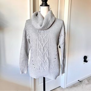BANANA REPUBLIC Gray Chunky Knit Funnel Neck Sweater—SZ. XS